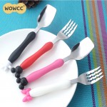 Stainless Steel Baby Mickey Minnie fork Spoon Kids Creative Portable Fork Spoon Child Mickey Spoon Cuchara Children Dinnerware