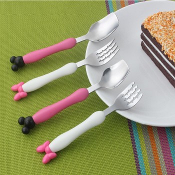 Stainless Steel Baby Mickey Minnie fork Spoon Kids Creative Portable Fork Spoon Child Mickey Spoon Cuchara Children Dinnerware