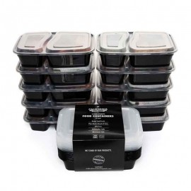 10Pcs/Set 2 Compartment Meal Prep Plastic Food Container Lunch Box Bento Picnic Eco-friendly With Lid Microwavable Lunchboxes