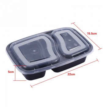 10Pcs/Set 2 Compartment Meal Prep Plastic Food Container Lunch Box Bento Picnic Eco-friendly With Lid Microwavable Lunchboxes