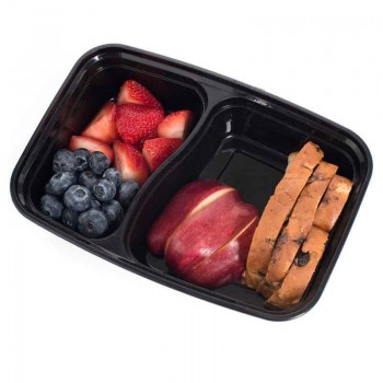 10Pcs/Set 2 Compartment Meal Prep Plastic Food Container Lunch Box Bento Picnic Eco-friendly With Lid Microwavable Lunchboxes