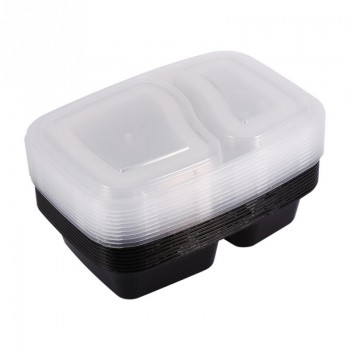 10Pcs/Set 2 Compartment Meal Prep Plastic Food Container Lunch Box Bento Picnic Eco-friendly With Lid Microwavable Lunchboxes