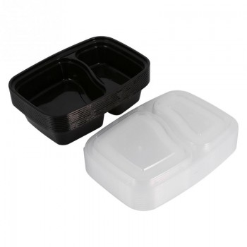 10Pcs/Set 2 Compartment Meal Prep Plastic Food Container Lunch Box Bento Picnic Eco-friendly With Lid Microwavable Lunchboxes