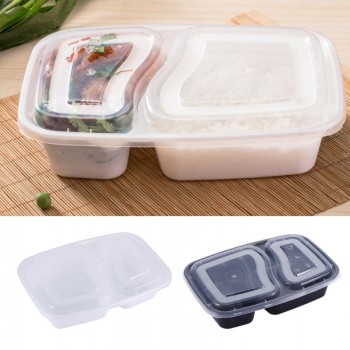 10Pcs/Set 2 Compartment Meal Prep Plastic Food Container Lunch Box Bento Picnic Eco-friendly With Lid Microwavable Lunchboxes