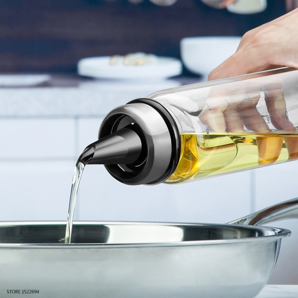 Premium Olive Oil Bottle No Drip Glass Oil Pourer Kitchen Olive Oil Container Vinegar Measuring Spout Bottle 350ML amp; 500ML