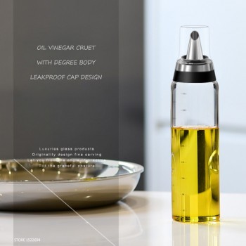 Premium Olive Oil Bottle No Drip Glass Oil Pourer Kitchen Olive Oil Container Vinegar Measuring Spout Bottle 350ML amp; 500ML