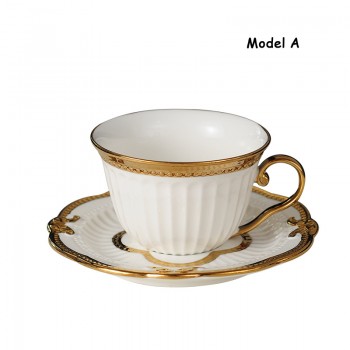 Ceramic Golden Crown Cup And Saucer Afternoon Tea Set Creative Coffee Mug Set Cup Black Tea Mug Golden Edge Teacups Set One Set