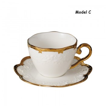 Ceramic Golden Crown Cup And Saucer Afternoon Tea Set Creative Coffee Mug Set Cup Black Tea Mug Golden Edge Teacups Set One Set