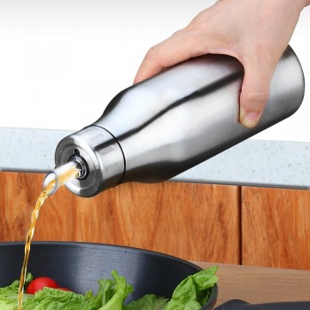 Realand Premium 500/750/1000ml Stainless Steel Vinegar Oil Olive Dispenser Bottle Pot Leakproof Kitchen Healthy Gravy Boat