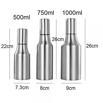 Realand Premium 500/750/1000ml Stainless Steel Vinegar Oil Olive Dispenser Bottle Pot Leakproof Kitchen Healthy Gravy Boat