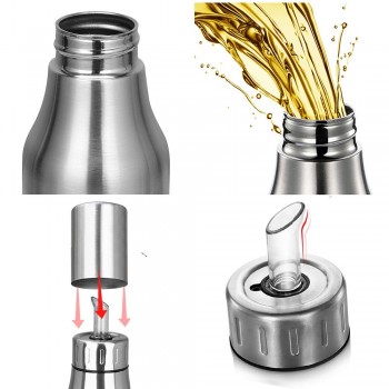 Realand Premium 500/750/1000ml Stainless Steel Vinegar Oil Olive Dispenser Bottle Pot Leakproof Kitchen Healthy Gravy Boat