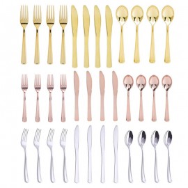 12Pack Flat Plating Gold Disposable Cutlery Western Dessert Cutlery Ice Cream Spoon Long Handle Cutlery Christmas Party Supplies