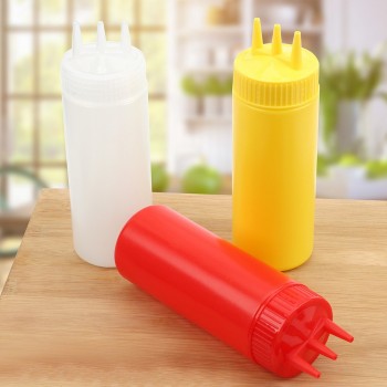 HOOMIN Gravy Boat Sauce Vinegar Oil Ketchup Gravy Cruet 3 Hole Squeeze Bottle Kitchen Accessories Condiment Dispenser
