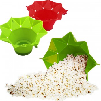 Poptop Popcorn Popper Maker DIY Silicone Microwave Popcorn Maker Fold Bucket Red Green Food Container