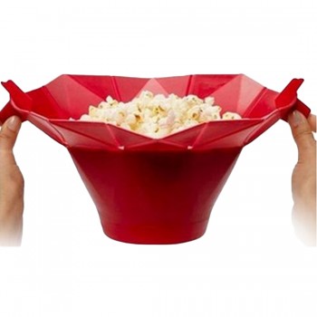 Poptop Popcorn Popper Maker DIY Silicone Microwave Popcorn Maker Fold Bucket Red Green Food Container
