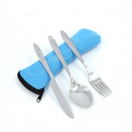 iTECHOR Stainless Steel Tableware set Lightweight Dinnerware Outdoor Hiking Portable Tableware Set with Cloth Bag Picnic Tools