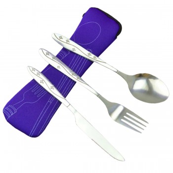 iTECHOR Stainless Steel Tableware set Lightweight Dinnerware Outdoor Hiking Portable Tableware Set with Cloth Bag Picnic Tools