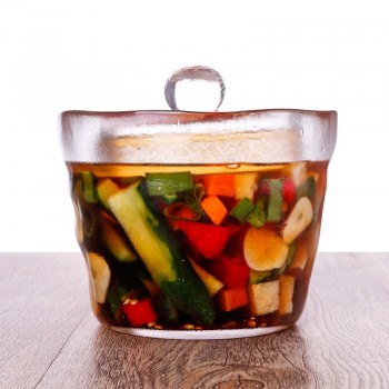 Creative Frosted Glass Pickle Bottle Jar Thickening Crystal Clear Pickling Jar Japanese Style Sealed Jar Cover