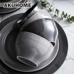 HANS Style Ceramic Dinner Light Grey Bowl China Bone Dark Grey Salad Bowl Porcelain Plate