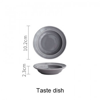 HANS Style Ceramic Dinner Light Grey Bowl China Bone Dark Grey Salad Bowl Porcelain Plate