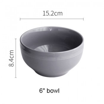 HANS Style Ceramic Dinner Light Grey Bowl China Bone Dark Grey Salad Bowl Porcelain Plate