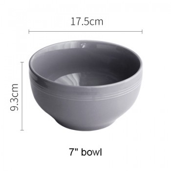 HANS Style Ceramic Dinner Light Grey Bowl China Bone Dark Grey Salad Bowl Porcelain Plate