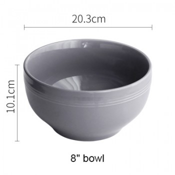 HANS Style Ceramic Dinner Light Grey Bowl China Bone Dark Grey Salad Bowl Porcelain Plate