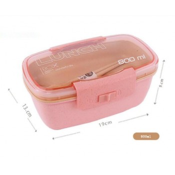 800ml Healthy Material Lunch Box Double Layer Wheat Straw Bento Boxes Microwave Dinnerware Food Storage Container Lunchbox
