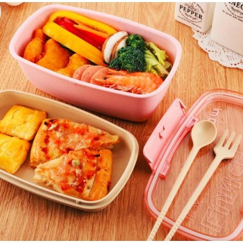800ml Healthy Material Lunch Box Double Layer Wheat Straw Bento Boxes Microwave Dinnerware Food Storage Container Lunchbox