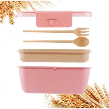 800ml Healthy Material Lunch Box Double Layer Wheat Straw Bento Boxes Microwave Dinnerware Food Storage Container Lunchbox