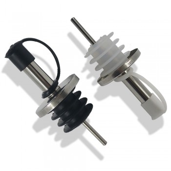 New Stainless Steel Wine Bottle Pourer Oil Bottle Stopper Black Cap Home Kitchen Oil Bottle Stopper With Small Tube