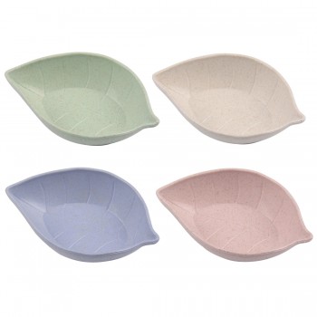 4Colors Creative Wheat Straw Plates Natural Degradation Leaf Shaped Plate Sauces Plate Snacks Vinegar Dish Kitchen Supplies