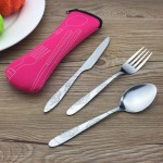 Stainless Steel Cutlery Set Dinnerware Sets Lightweight Outdoor Portable Tableware Set With Cloth Bag Lunch Tools Set
