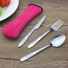 Stainless Steel Cutlery Set Dinnerware Sets Lightweight Outdoor Portable Tableware Set With Cloth Bag Lunch Tools Set