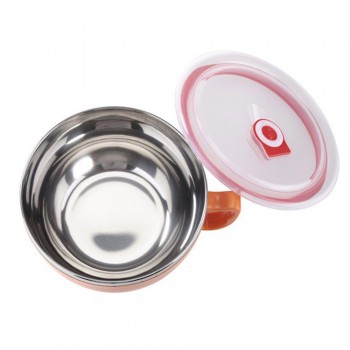 Stainless Steel 900ml Noodle Bowl With Lid Handle Plastic Leak-Proof Food Container Rice Soup Bowls Household Utensils