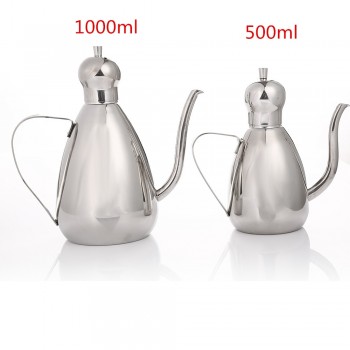 Realand Classic Premium Stainless Steel Olive Oil Dispenser 500/1000ml Leak Proof Oil Drizzler Vinegar Pot Can Bottle Cruet