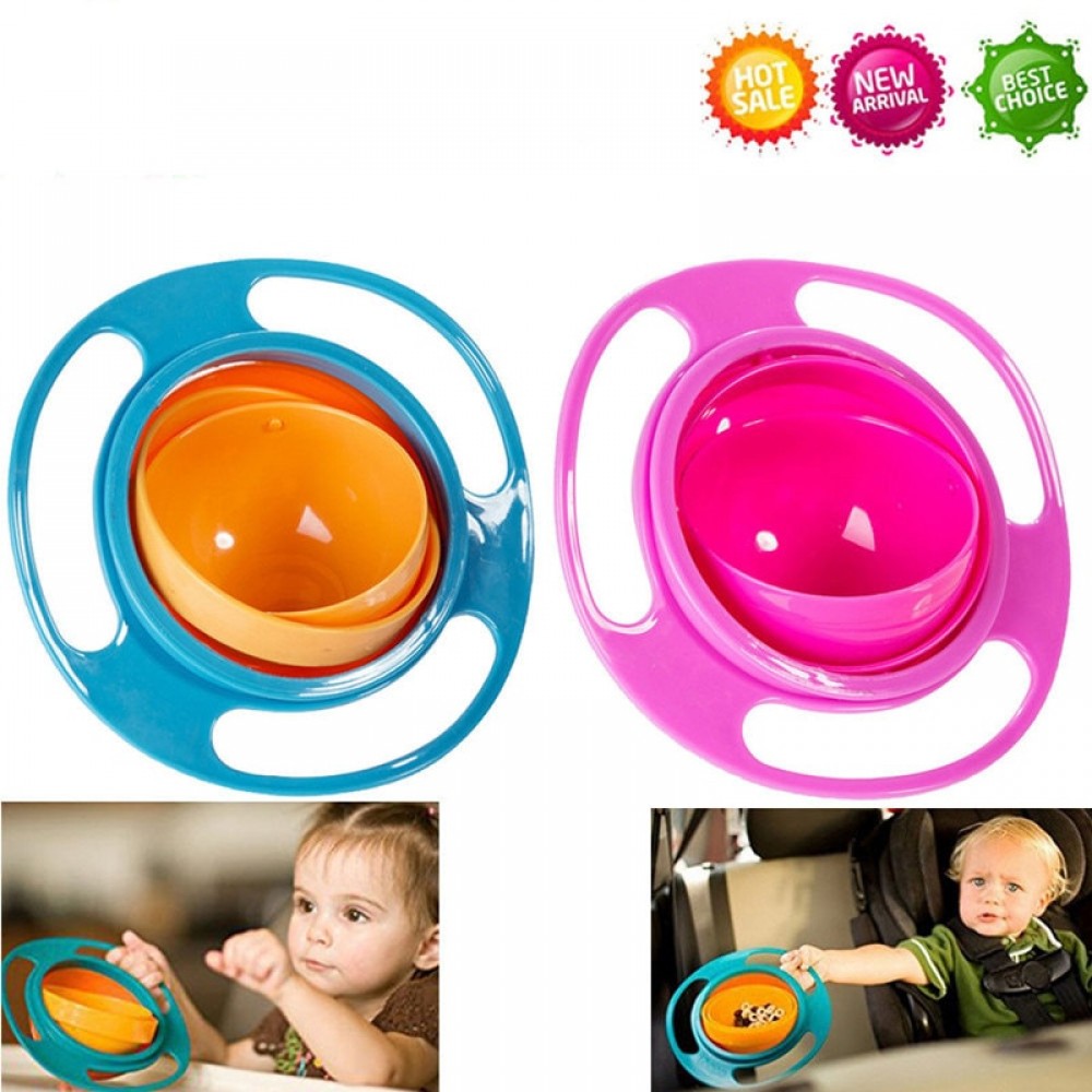 Magic Gyro Bowl 360 Rotate Spill-Proof Infants Toddler Baby Kids Training Feeding Bowl No Spill Baby Bowl Childrens Safety