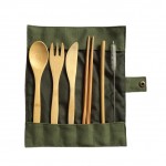 6-Piece Japanese Wooden Cutlery Set Bamboo Cutlery Straw Cutlery Set With Cloth Bag Kitchen Cooking Tools Dropshipping