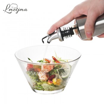 LMETJMA 300ML Olive Oil Dispenser Bottle with Funnel Stainless Steel Oil Pourer Dispensing Bottles Oil Vinegar Sauce Bottle