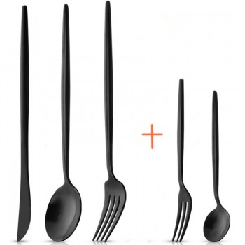 30pcs KuBac Hommi Quality Stainless Steel Knife With Fruit Fork Party Dinnerware Set Matte Black Cutlery Set Drop Shipping