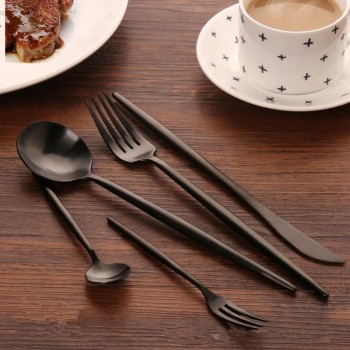 30pcs KuBac Hommi Quality Stainless Steel Knife With Fruit Fork Party Dinnerware Set Matte Black Cutlery Set Drop Shipping