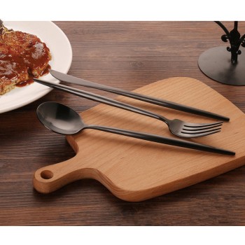 30pcs KuBac Hommi Quality Stainless Steel Knife With Fruit Fork Party Dinnerware Set Matte Black Cutlery Set Drop Shipping