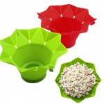 Kitchen Poptop Popcorn Popper Maker DIY Silicone Microwave Popcorn Maker Fold Bucket Red Green Food Container