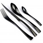 24 Pieces Shiny Rainbow Black Dinnerware Cutlery Set 18/10 Stainless Steel Sharp Steak Dinner Knives Forks Scoops Tableware Set