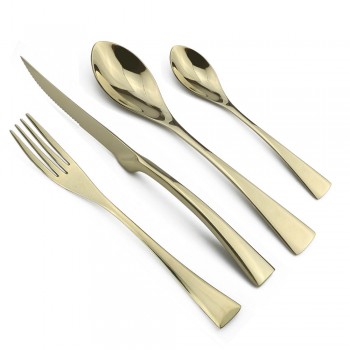 24 Pieces Shiny Rainbow Black Dinnerware Cutlery Set 18/10 Stainless Steel Sharp Steak Dinner Knives Forks Scoops Tableware Set