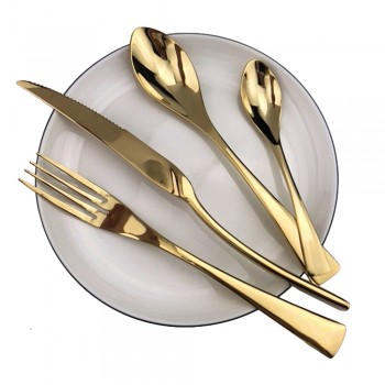 24 Pieces Shiny Rainbow Black Dinnerware Cutlery Set 18/10 Stainless Steel Sharp Steak Dinner Knives Forks Scoops Tableware Set