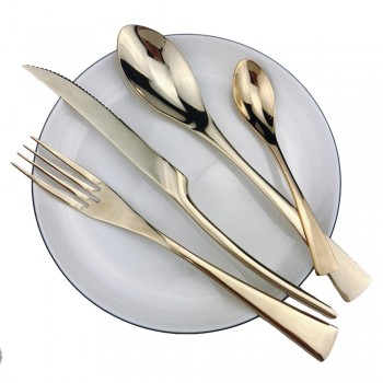 24 Pieces Shiny Rainbow Black Dinnerware Cutlery Set 18/10 Stainless Steel Sharp Steak Dinner Knives Forks Scoops Tableware Set