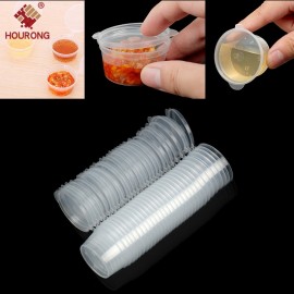 HUORONG 30pcs/set Disposable Condiment Plastic Cups Clear 35ml Vinegar Sushi Sauce Boxes Family Home Dinnerware DropShipping
