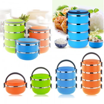 Thermal Insulated Lunch Box Bento Picnic Storage Mess Tin Food Jar Multilayer Stainless Steel For Outdoor Camping E2S