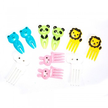 Children Lunch Decorative Color Random 10pcs/set Animal Farm Mini Cartoon Fruit Fork Sign Resin Fruit Toothpick Bento Lunch